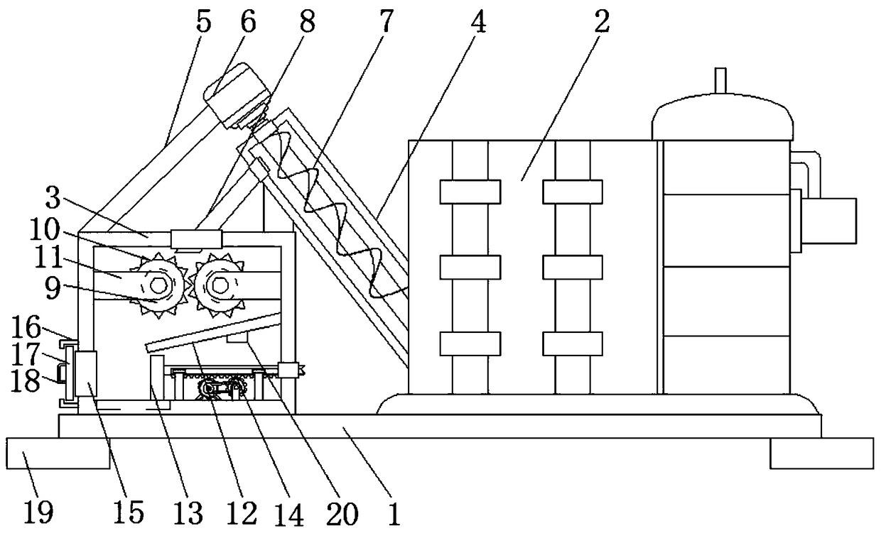 Residue recovery and treatment device for biomass hot blast stove