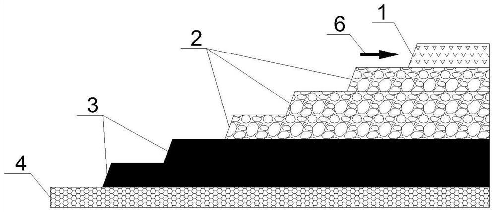 Inner dumping site ditch reserving and discharging method beneficial to ventilation of near-horizontal opencast coal mine stope