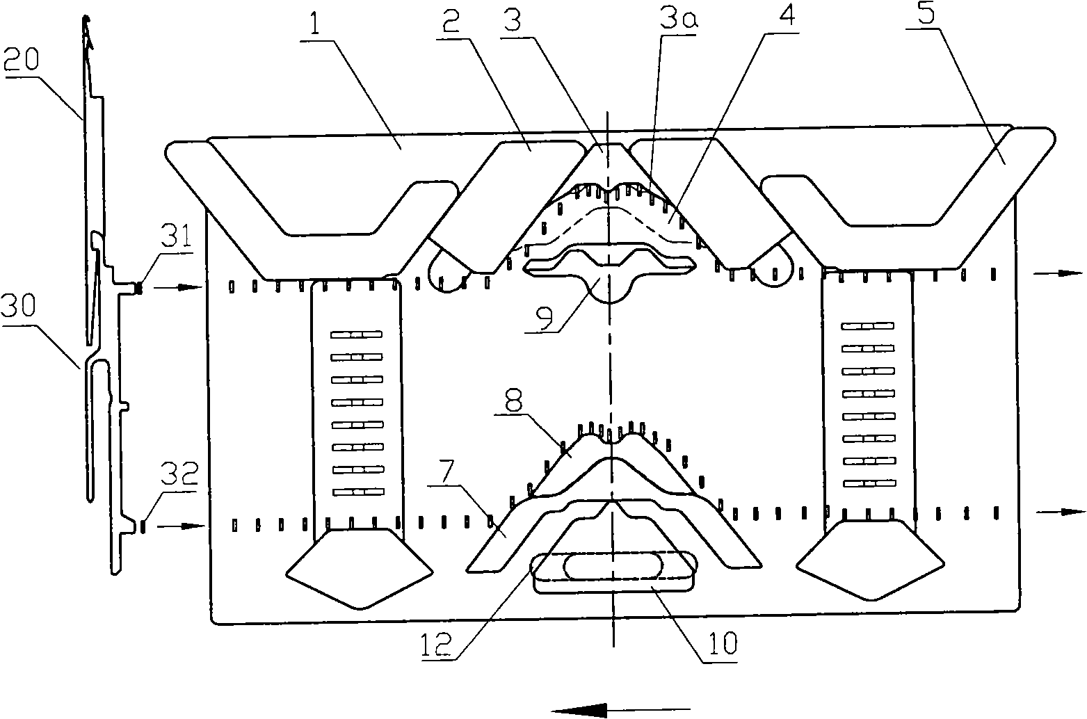 Economical knitting controlling mechanism of computer flat-bed knitting machine