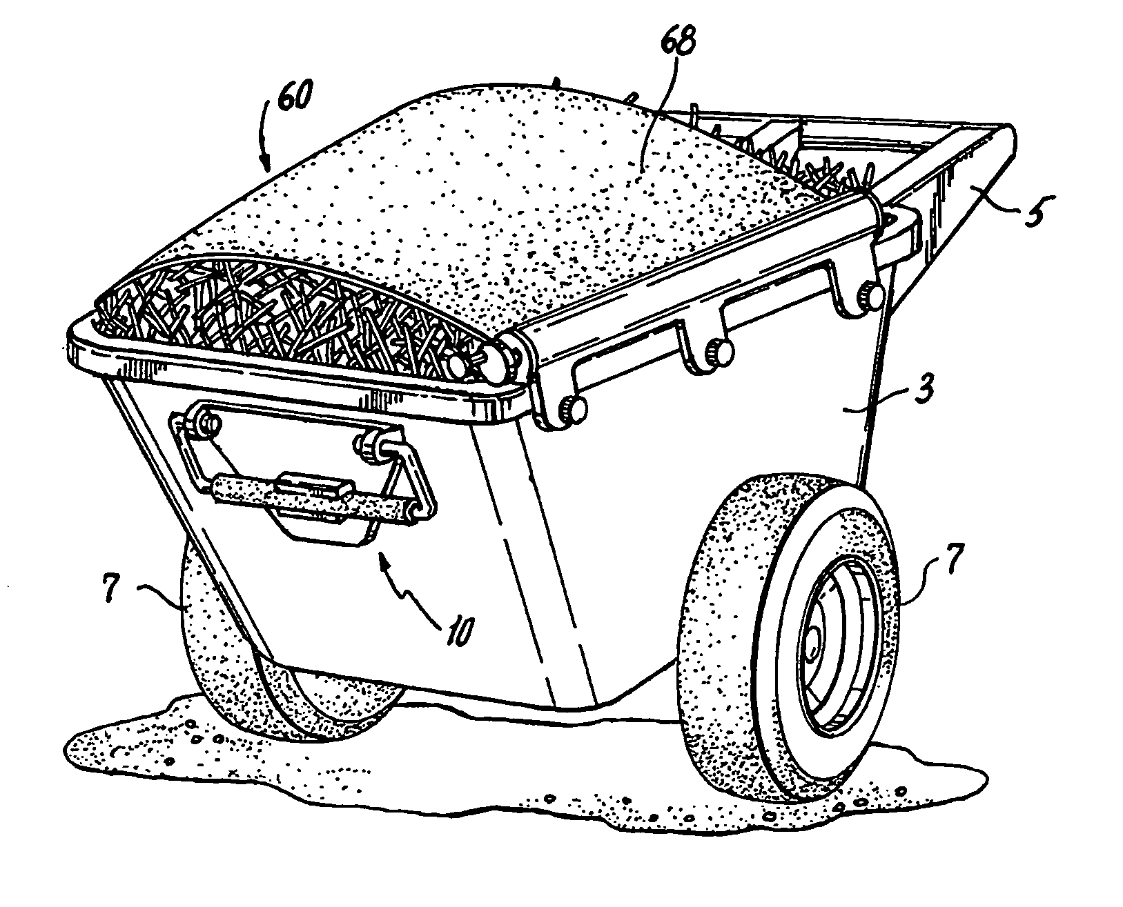 Straw trapper for wheelbarrow