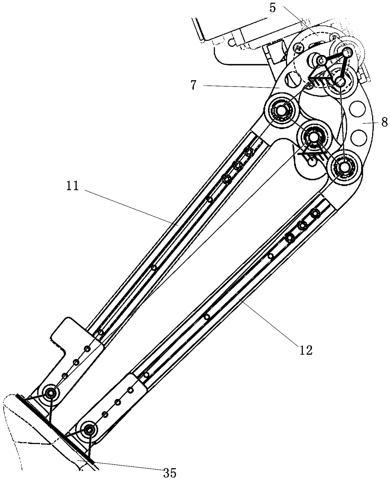 Robot with function of simulating running action by lower limbs driven by single motor