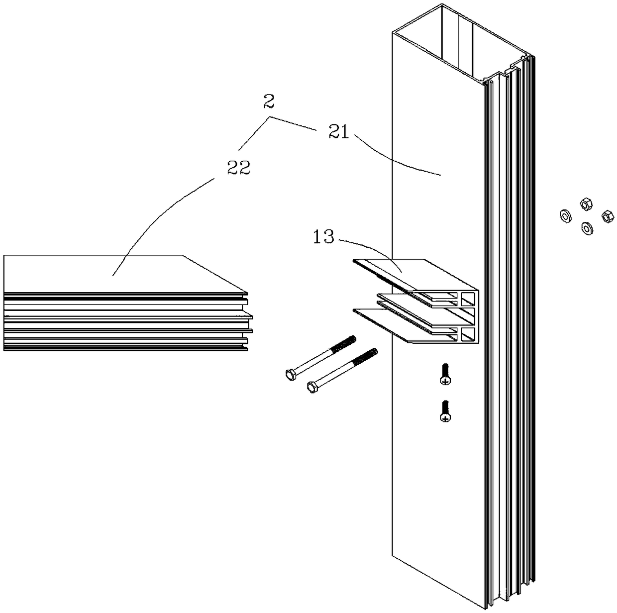 Obtuse-angle-shaped glass curtain wall and construction method thereof