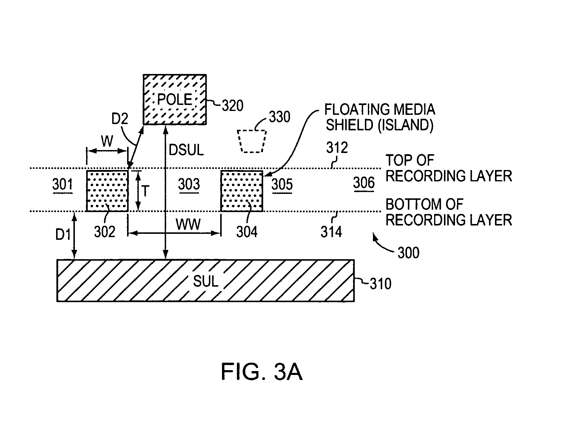 Recording disk with antiferromagnetically coupled multilayer ferromagnetic island disposed in trench between discrete tracks