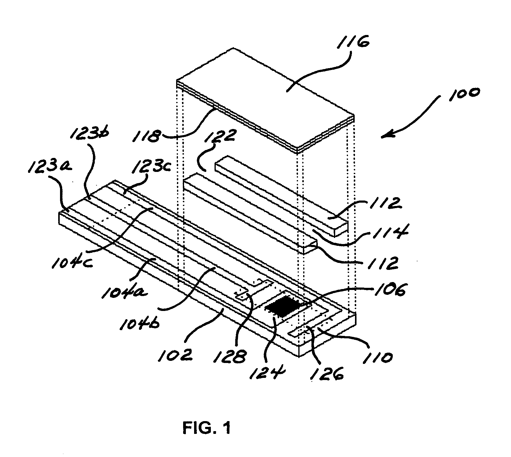 Device having a flow channel containing a layer of wicking material