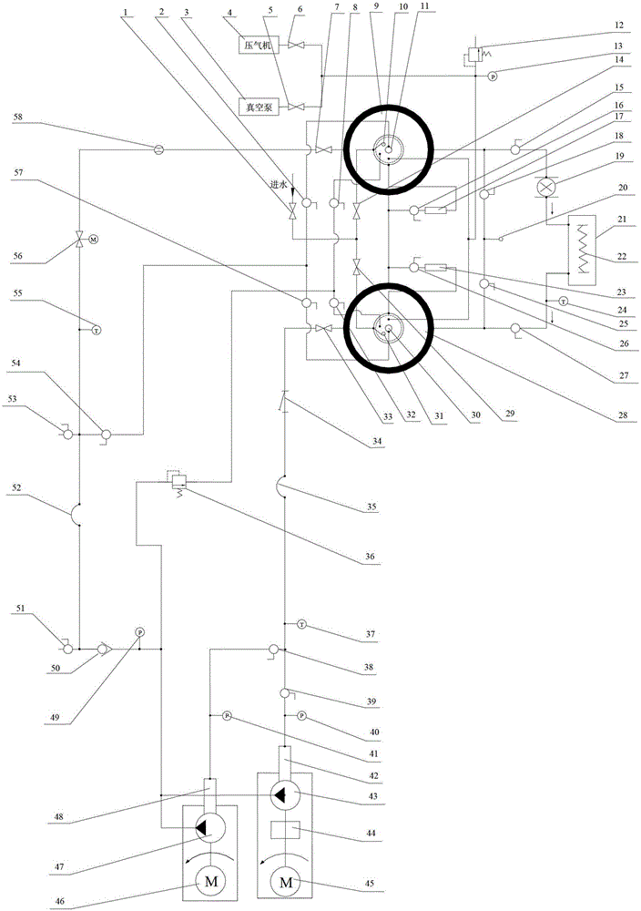 Testing system of side-by-side arrangement of high-speed pump and low-speed pump