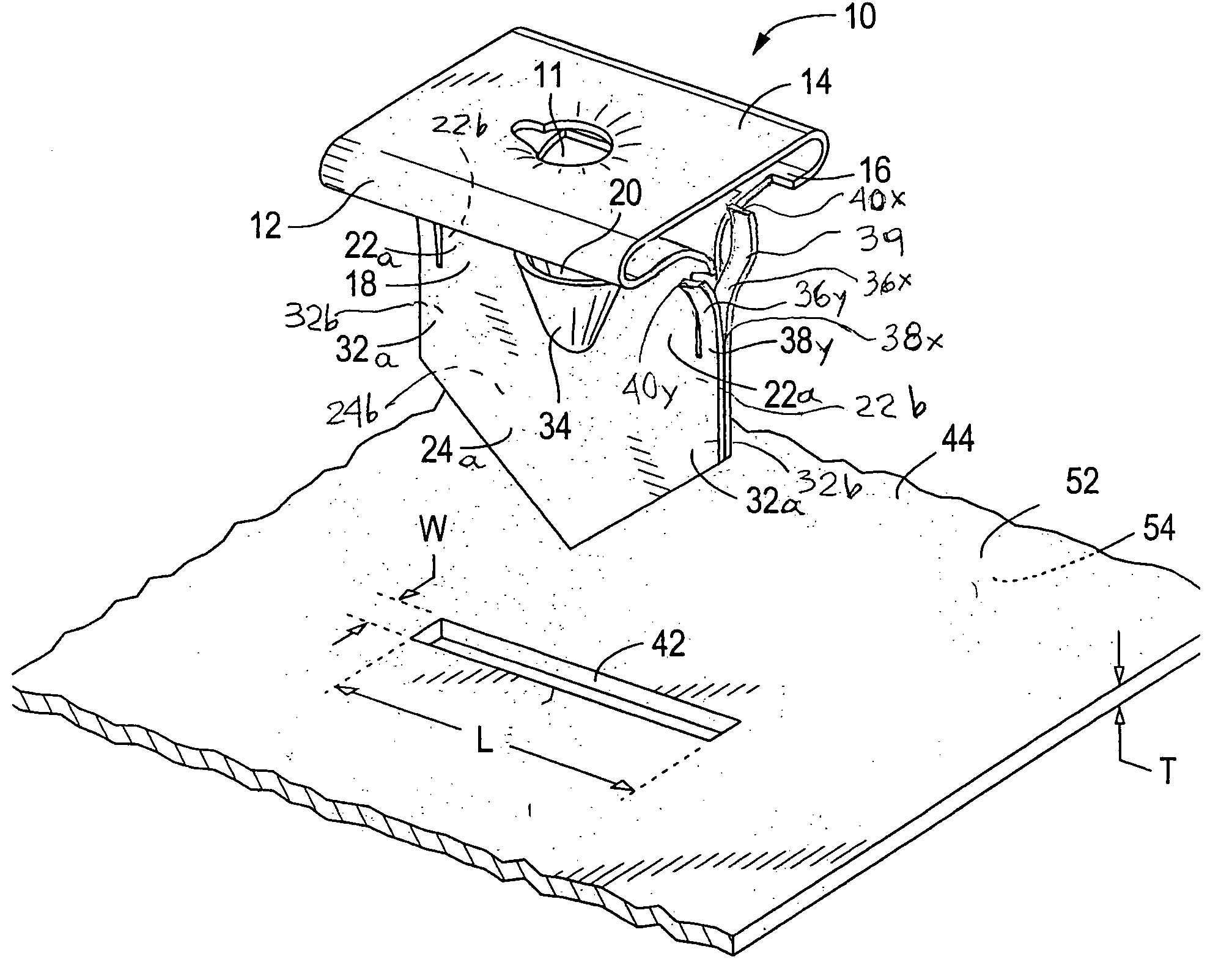 Spring fastener having stabilizing barbs