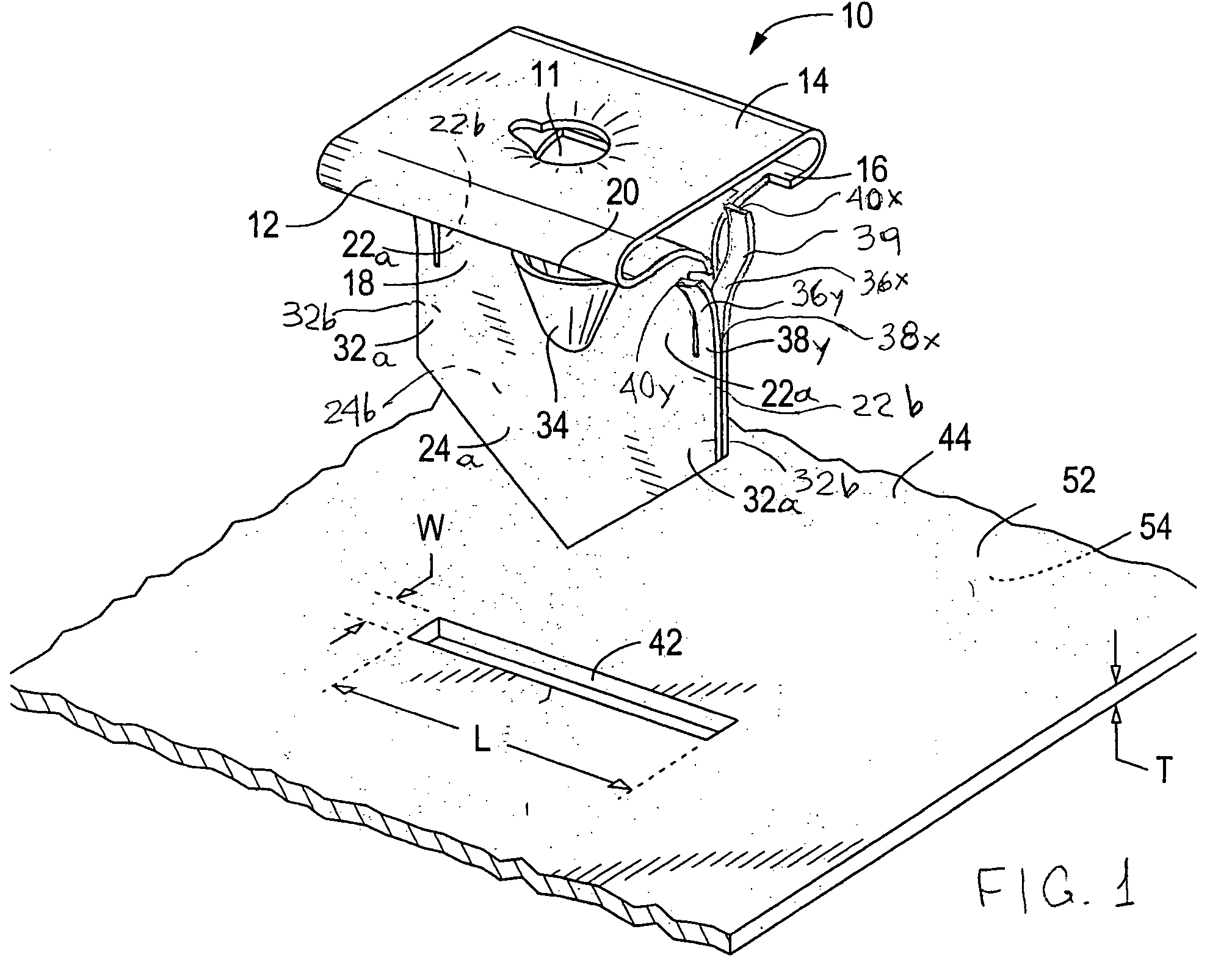 Spring fastener having stabilizing barbs