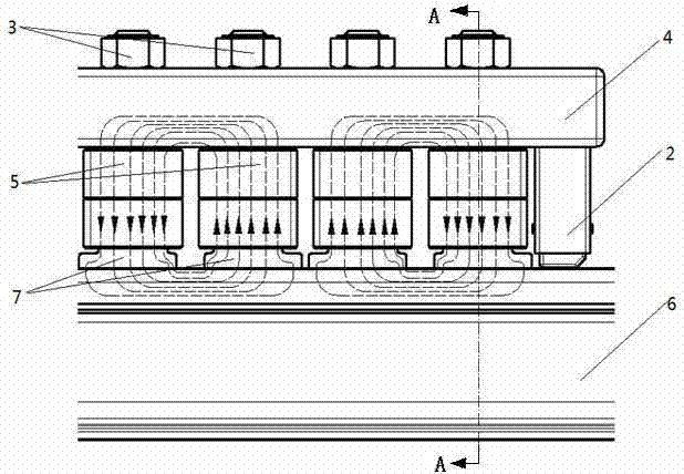 Electromagnetic magnetic rail brake and control method thereof