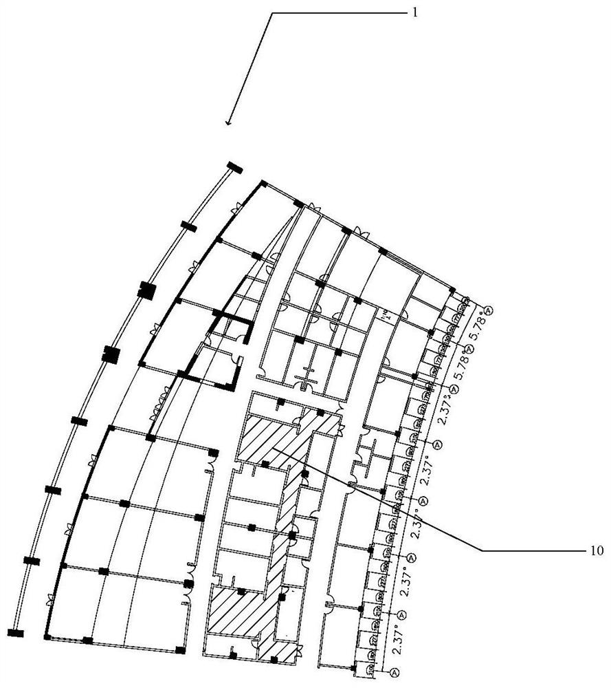 Construction method for laying ceramic tiles in arc-shaped space