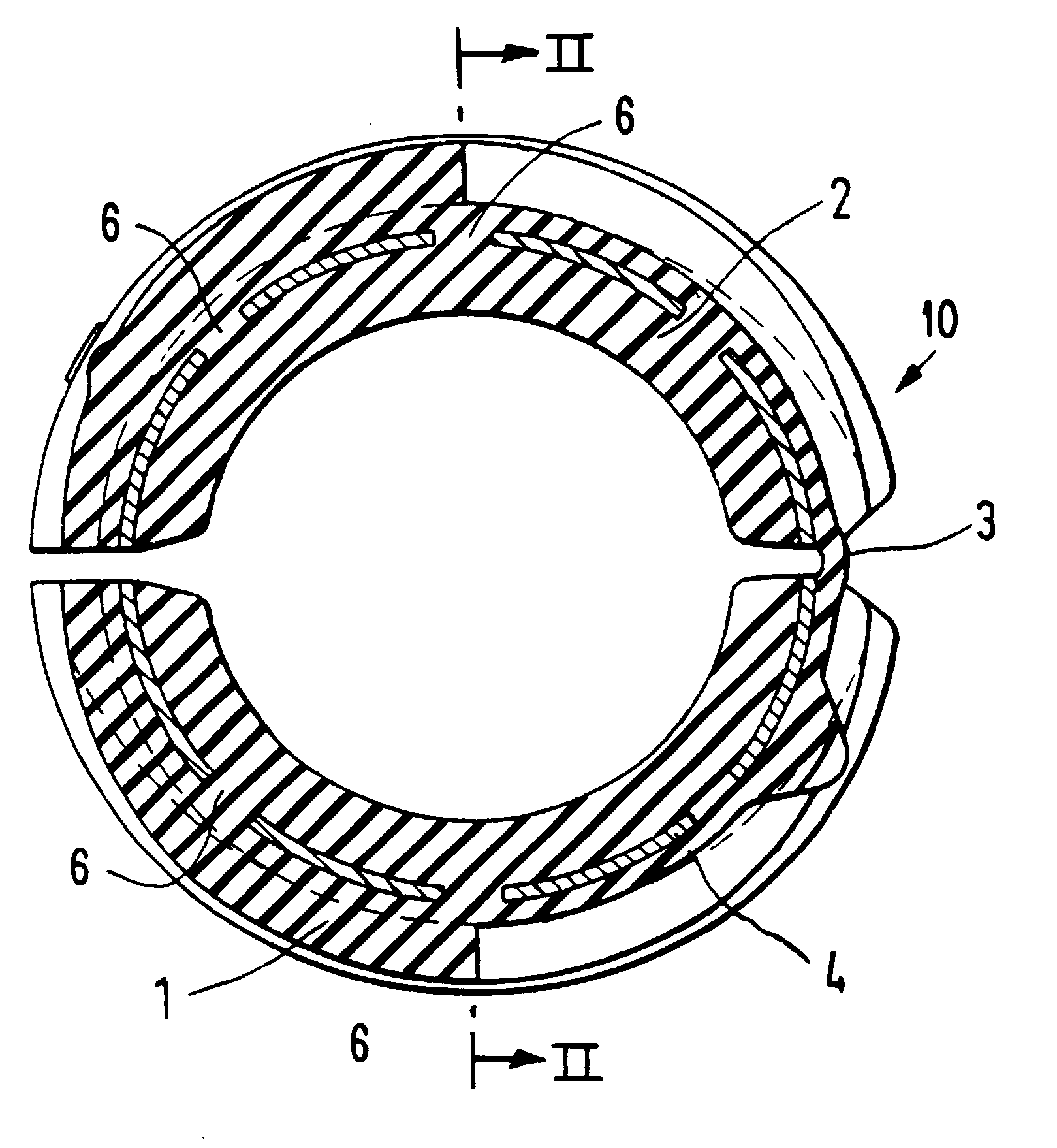 Rubber bearing for the bearing support of a stabilizer in a motor vehicle