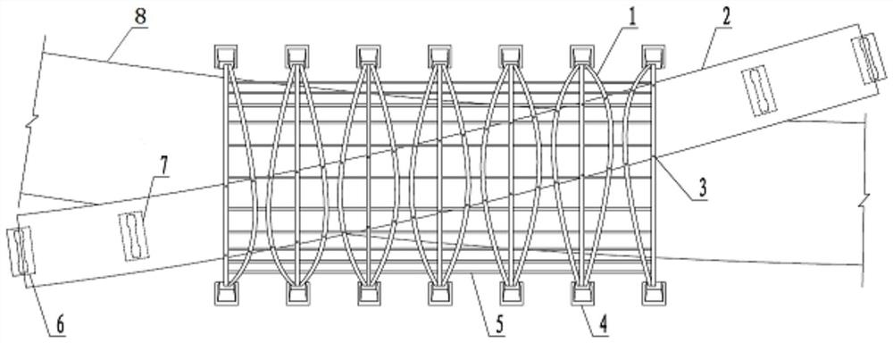 Arched bent suspension bridge structure