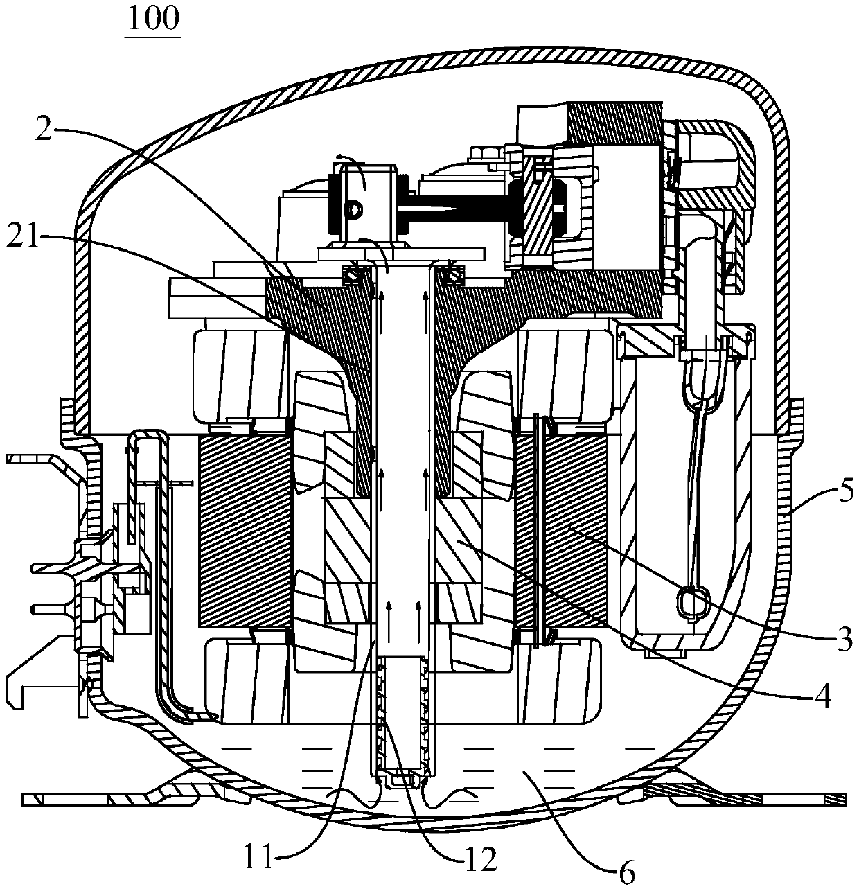 Oil supply structure for compressor and compressor with oil supply structure