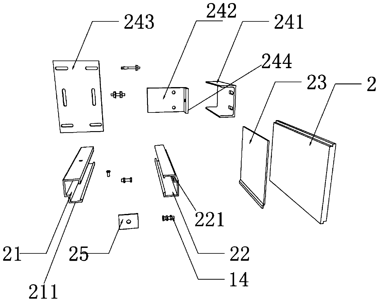 Fabricated dry-hang mounting structure for indoor large-scale water curtains