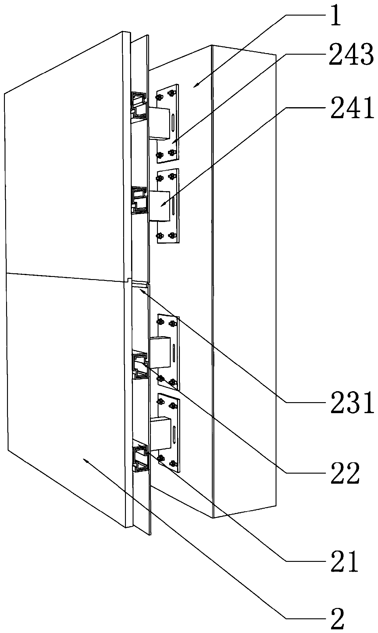 Fabricated dry-hang mounting structure for indoor large-scale water curtains