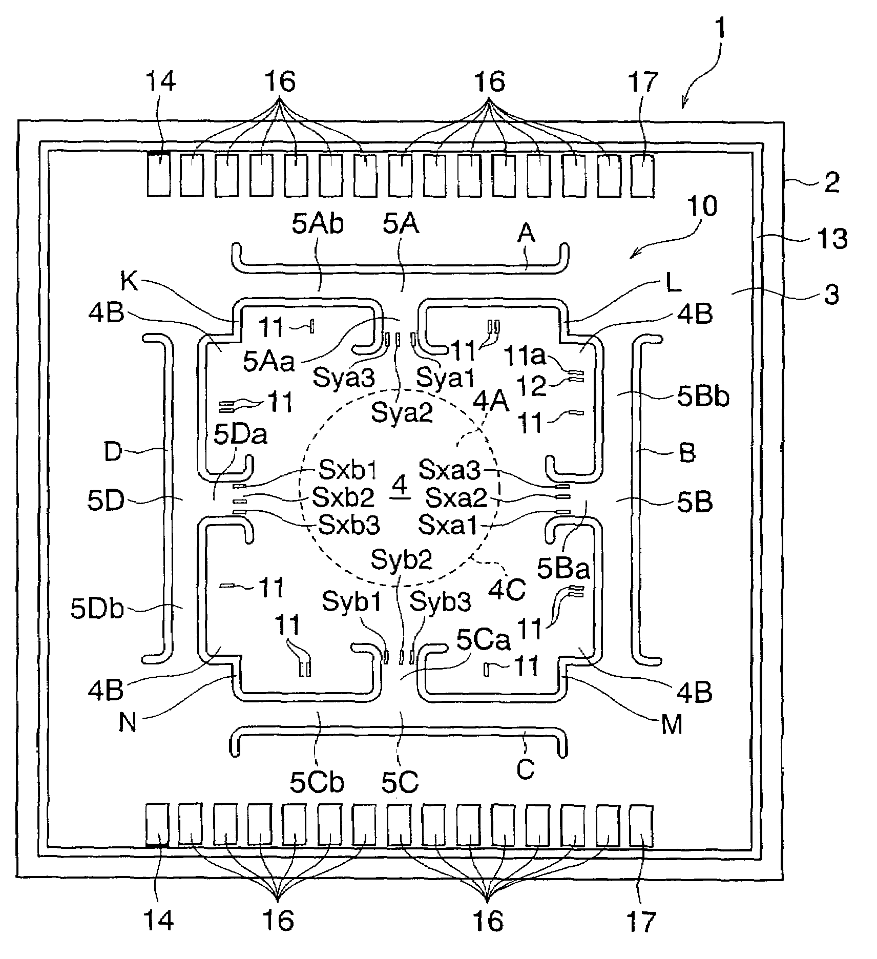 Multi-axis force sensor chip and multi-axis force sensor using same