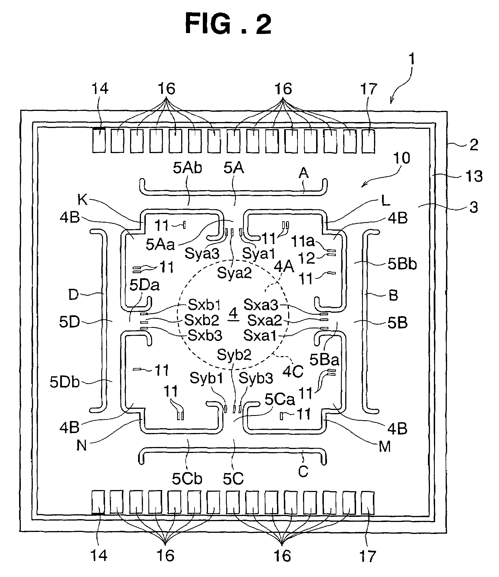 Multi-axis force sensor chip and multi-axis force sensor using same