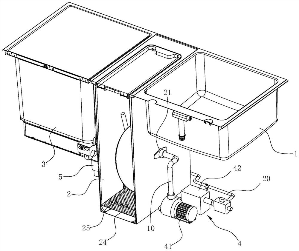 Water tank type cleaning machine and pot cleaning method