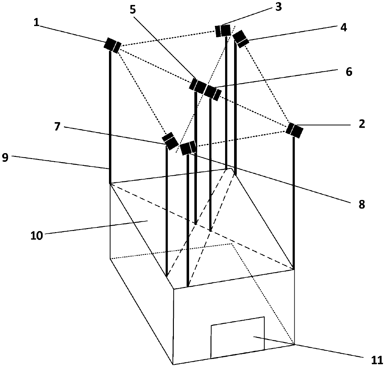 Wind measuring device and method based on multiple transmitting and receiving ultrasonic sensors