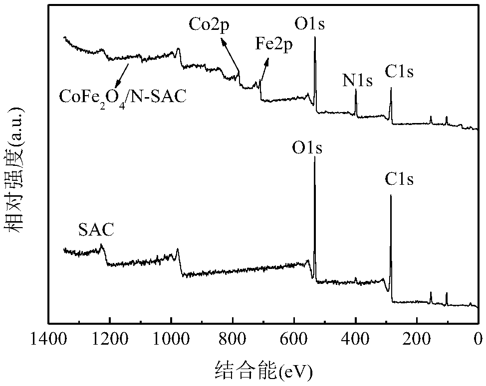 CoFe2O4/nitrogen-doped sludge-based activated carbon catalyst for activating persulfate to perform advanced treatment on coking wastewater and preparation method thereof