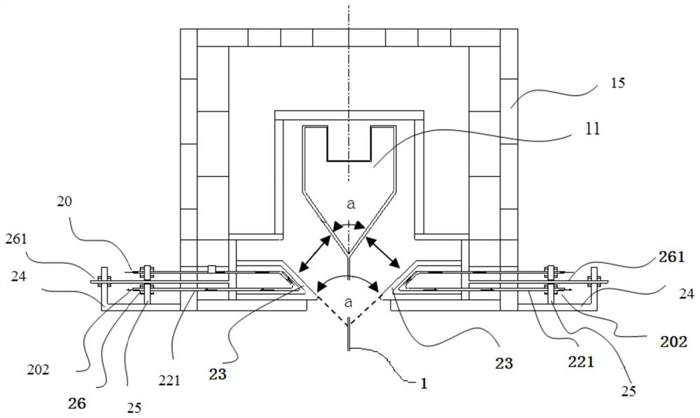 Device and method for controlling forming thickness of glass substrate by overflow method