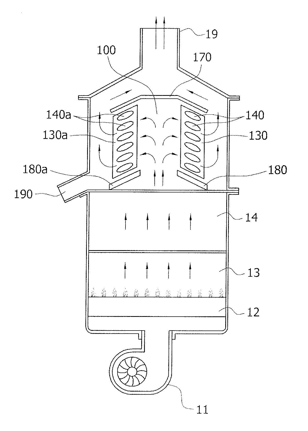 Latent heat exchanger in condensing boiler