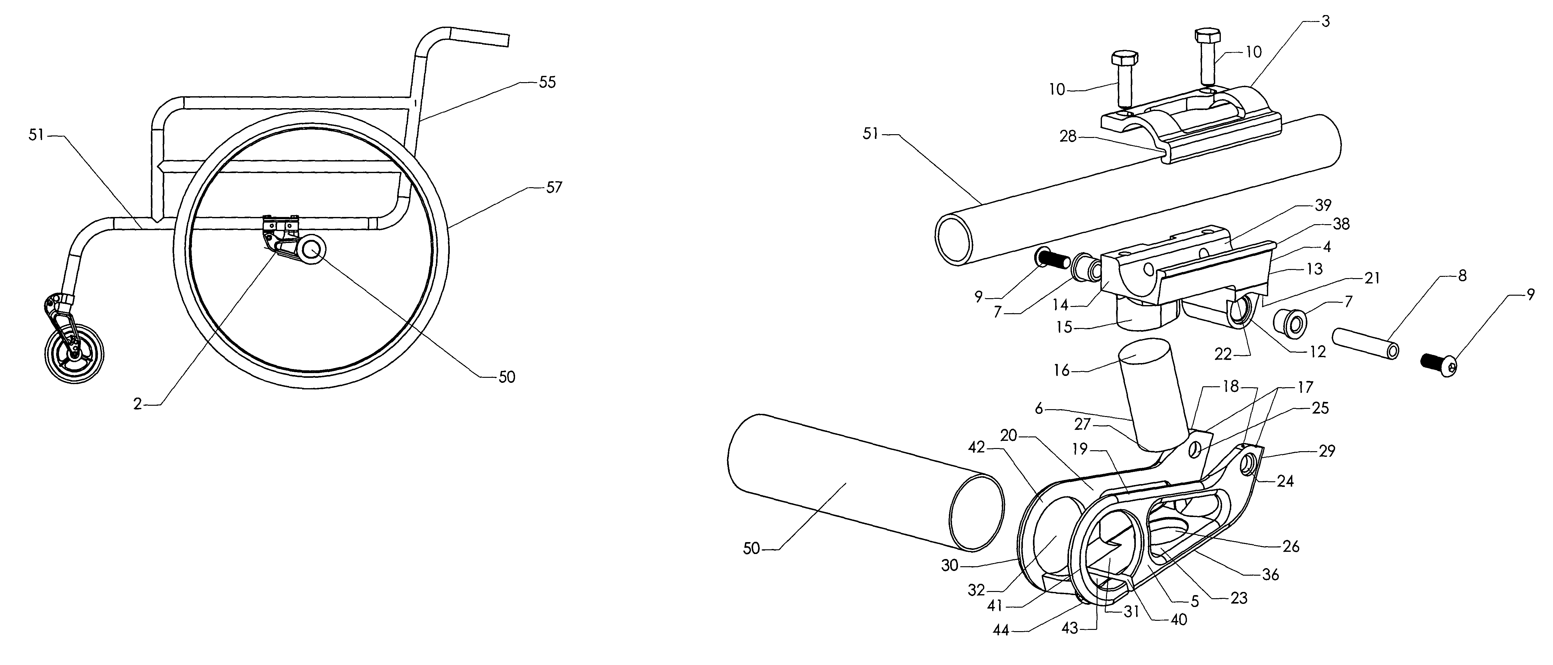 Rear suspension for wheelchair