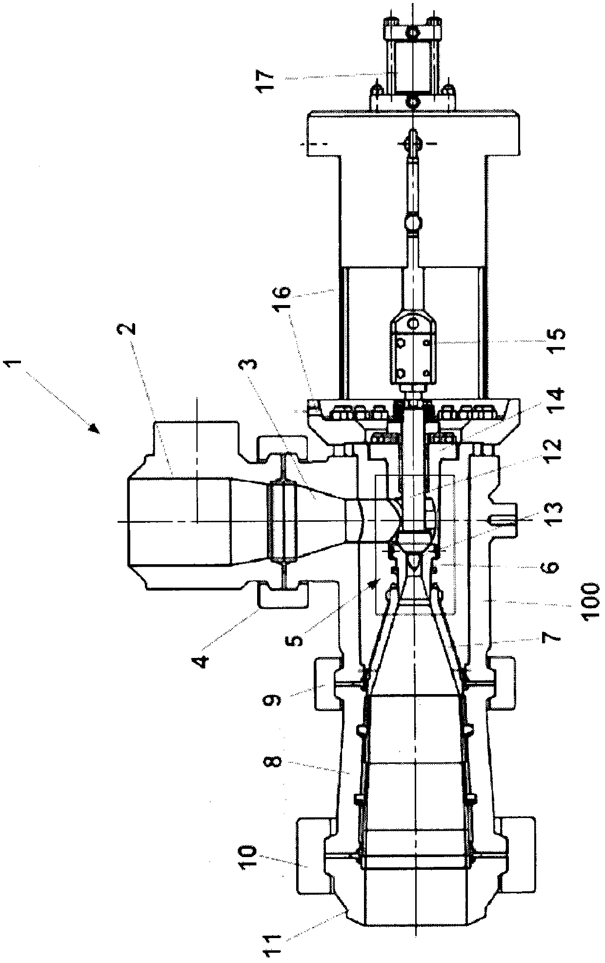 Control valve, in particular angle control valve and double control valve, also in the form of a straight-seat valve and inc.lined-seat valve for extreme control applications