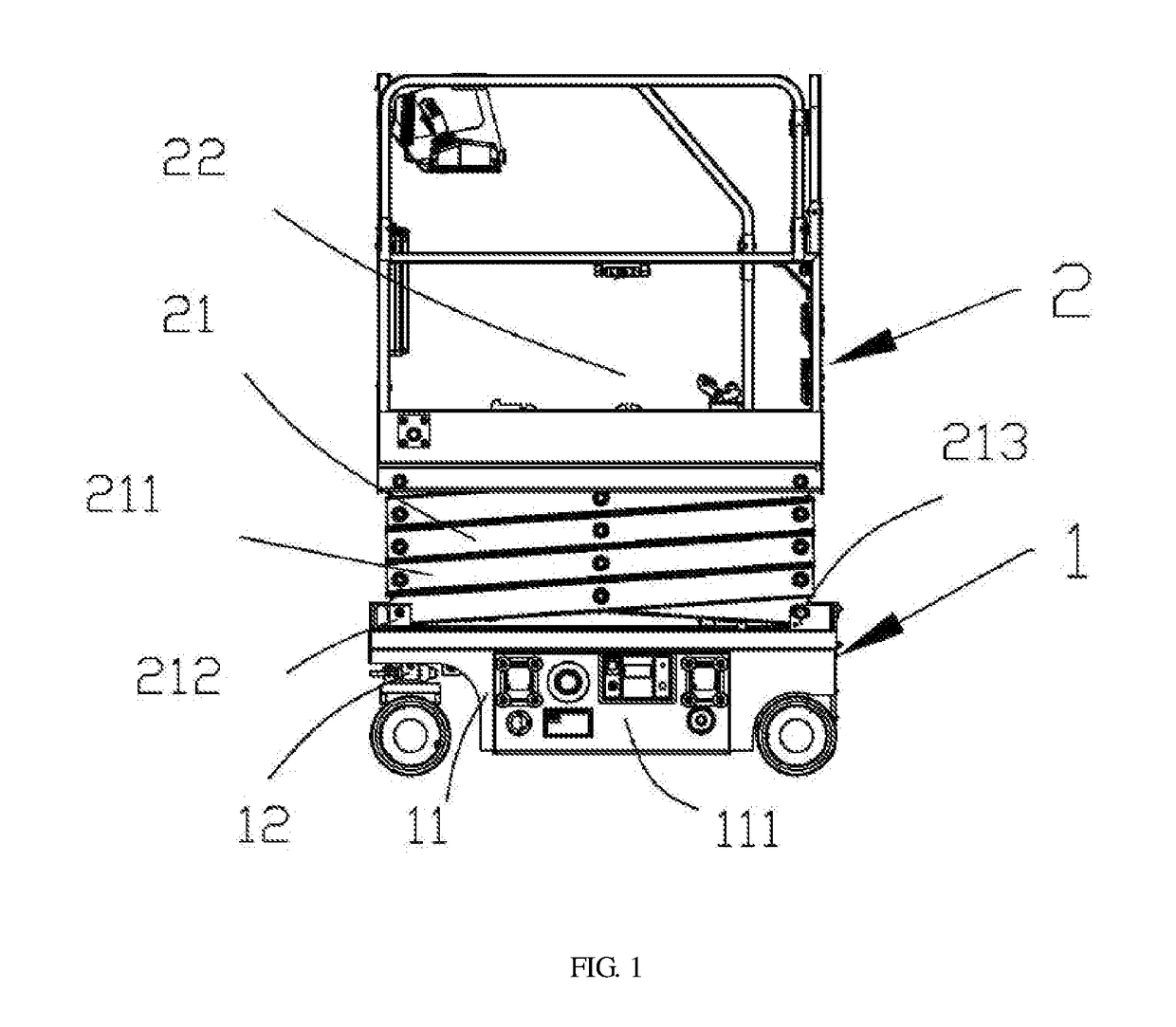 Hydraulic steering shear-fork type aerial work platform