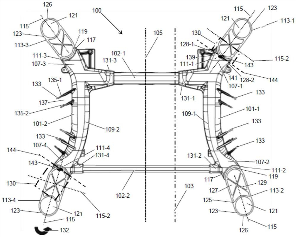 Auxiliary frame with connection adapter