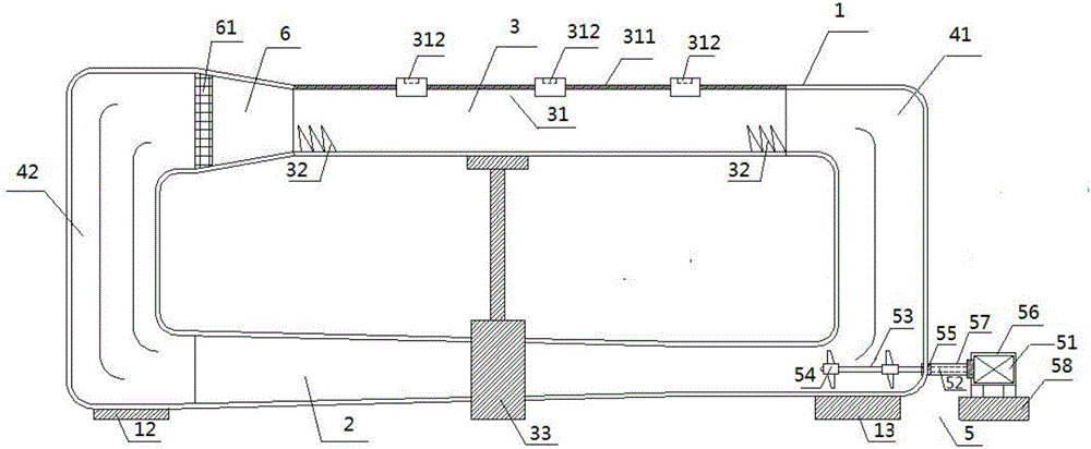 Vertical circulating water tank for water turbine test