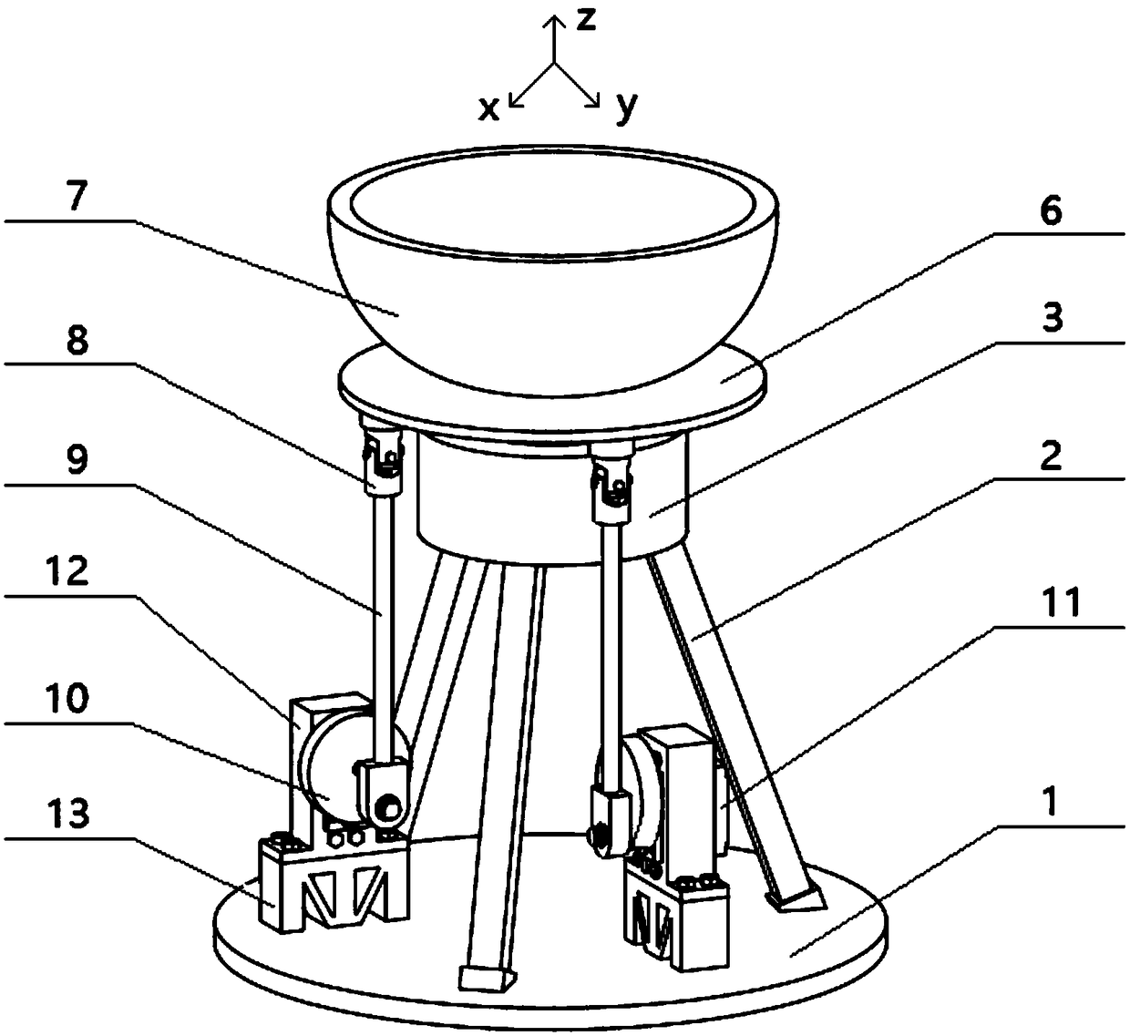 Combined motion type mixed particle layering device and working method thereof