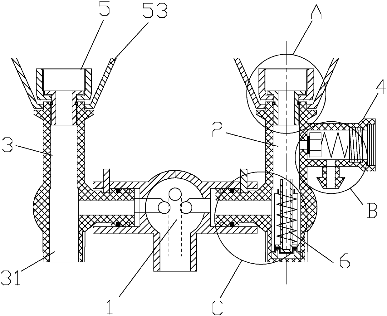 Anti-leakage anti-overpressure mixed water thermostatic valve