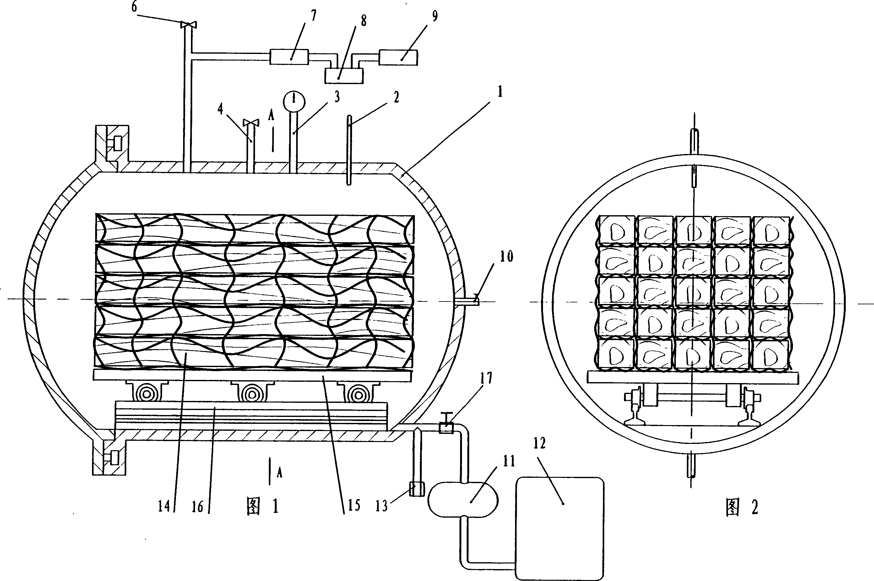 Vacuum pine oil-eliminating method and apparatus