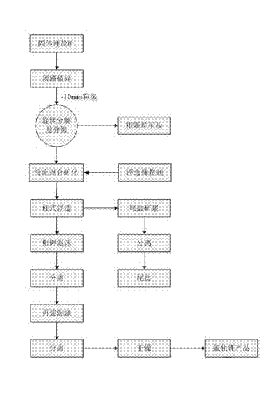 Method for preparing potassium chloride from solid kali salt mine through rotating decomposition and positive flotation