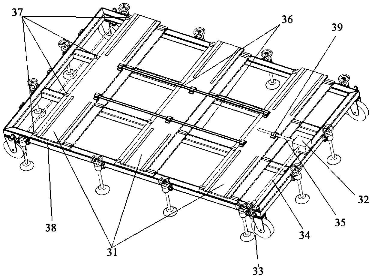 Three-direction posture adjustment combined engine butting assembly device