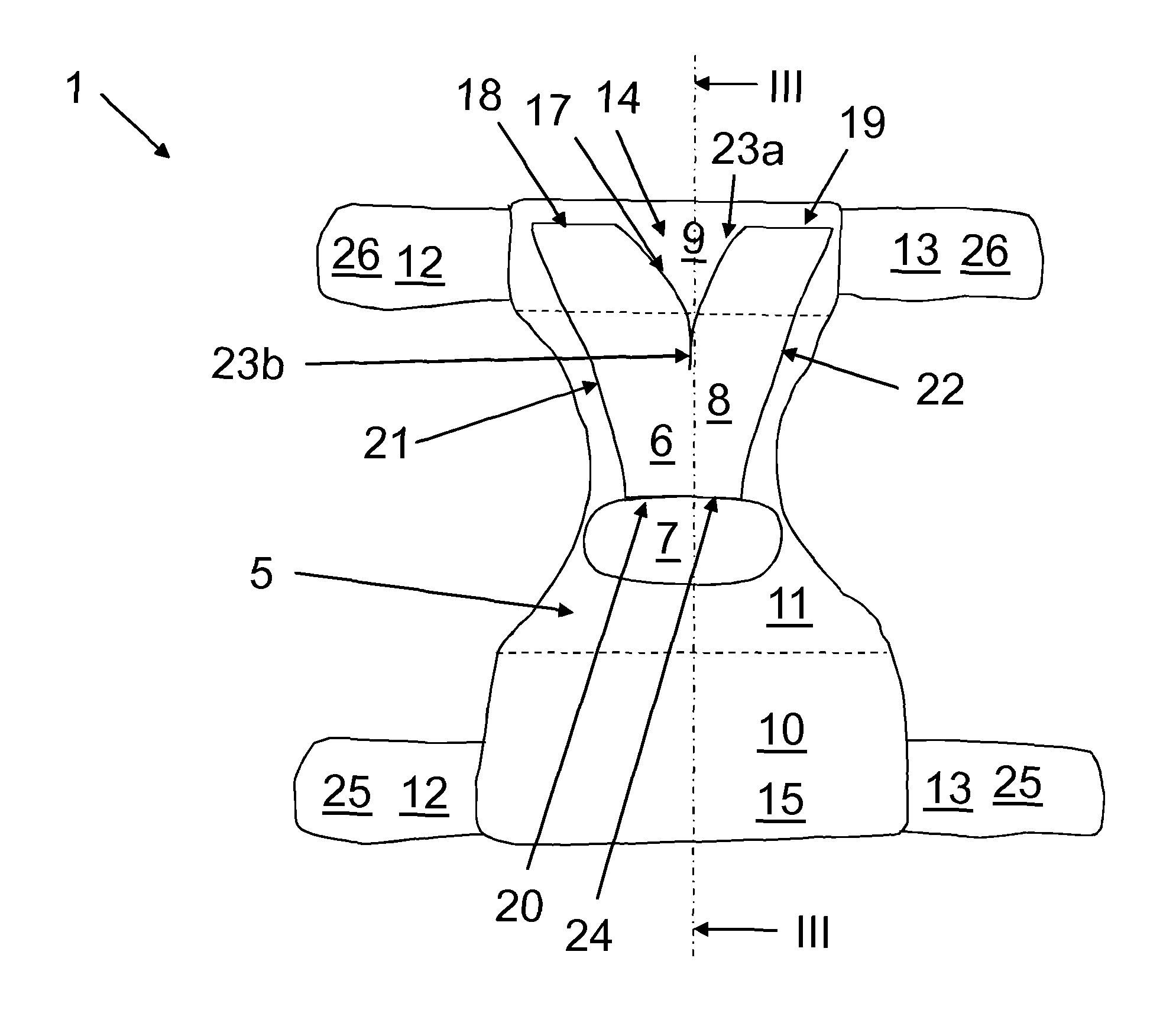 Male absorbent article with pouch for housing male genitals