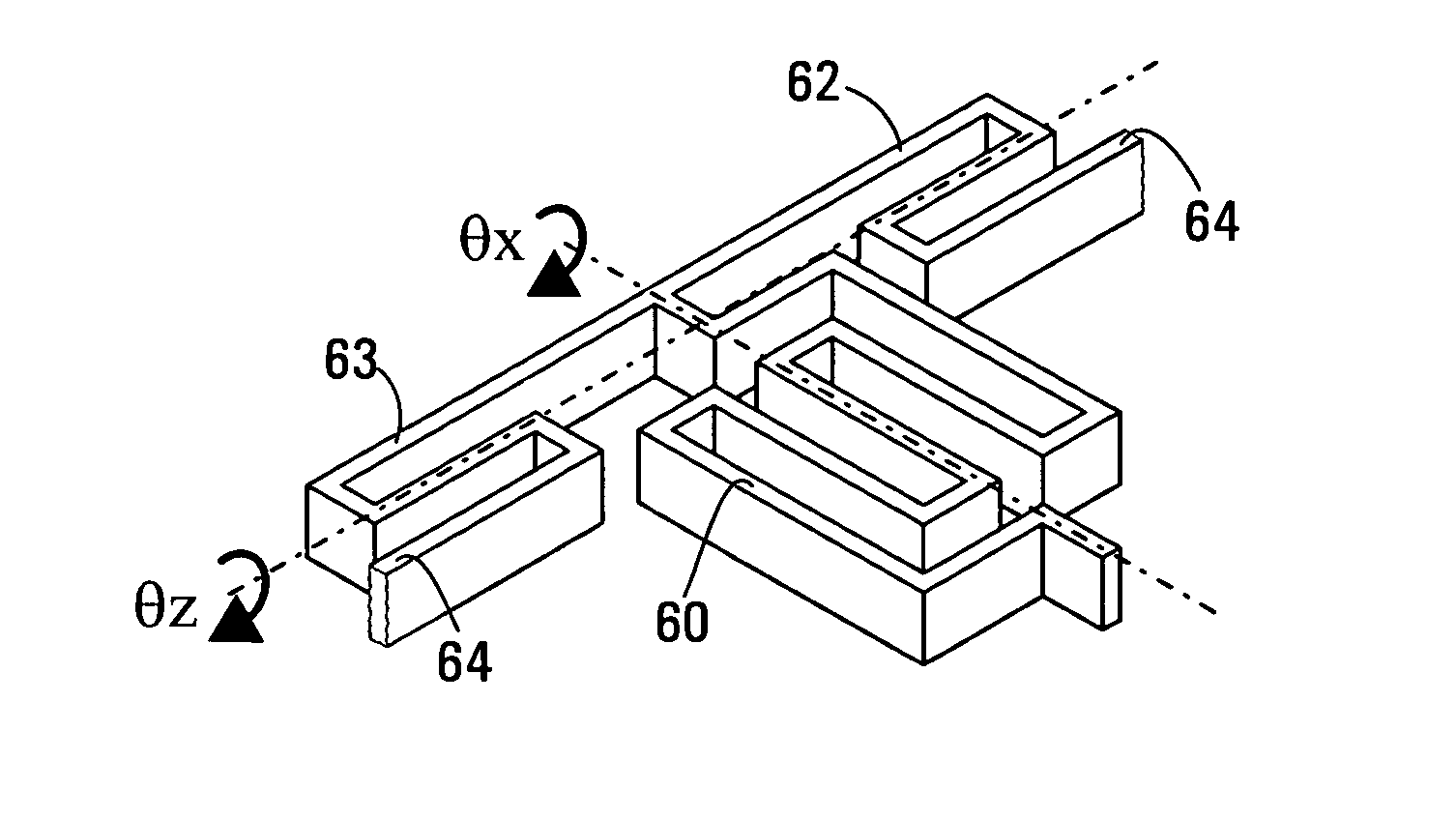 Micro-electro-mechanical-system two dimensional mirror with articulated suspension structures for high fill factor arrays