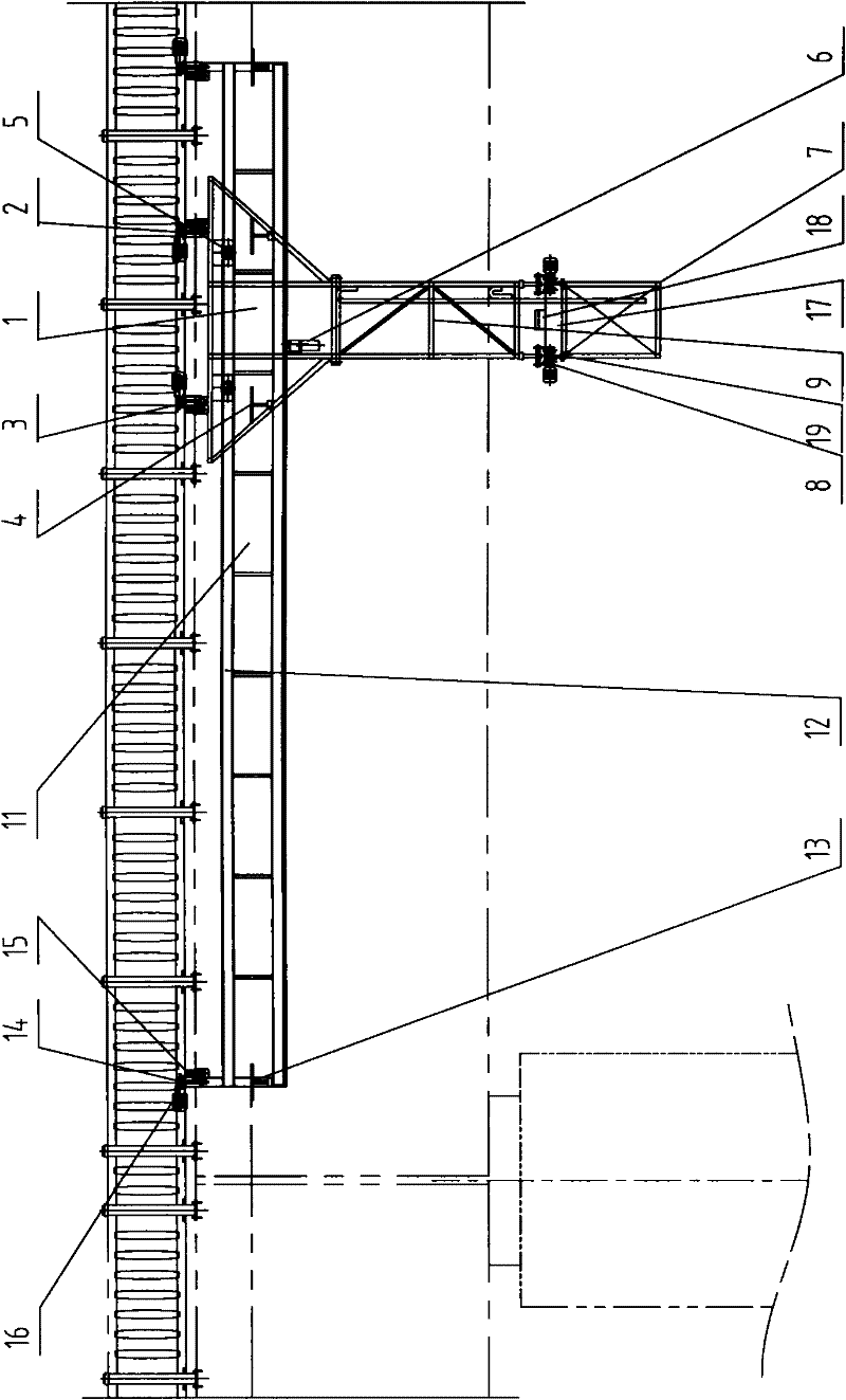 Self-guided beam type bridge monitoring and overhauling device