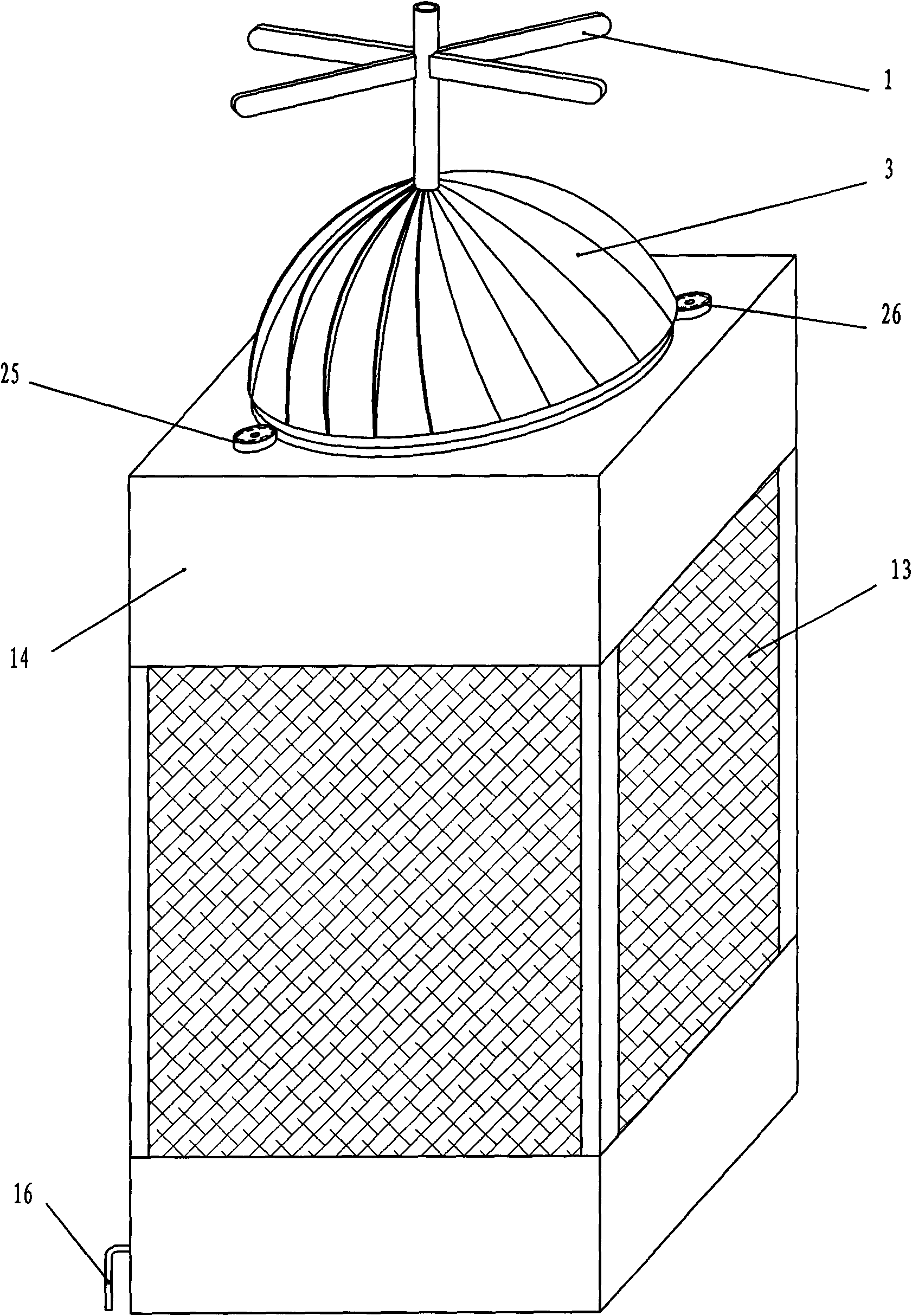 Device for taking water from air by using wind energy