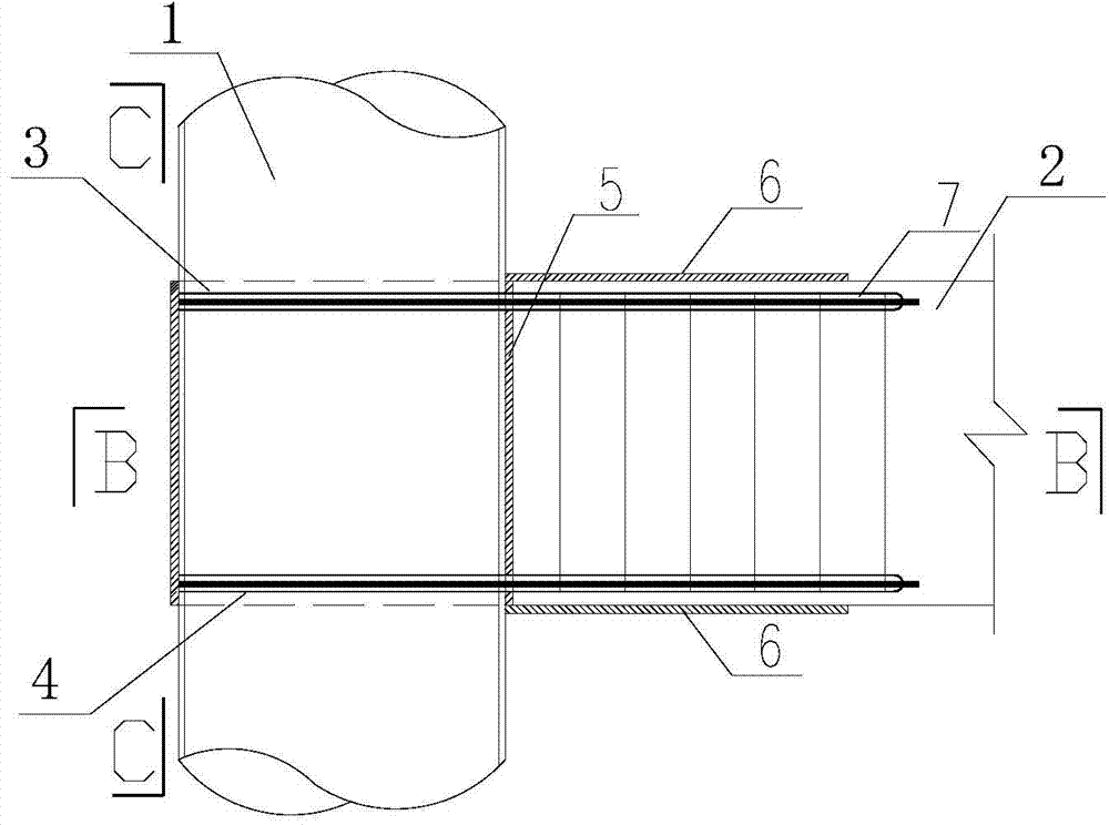 Prestressed connecting joint for concrete beam and circular steel pipe concrete column