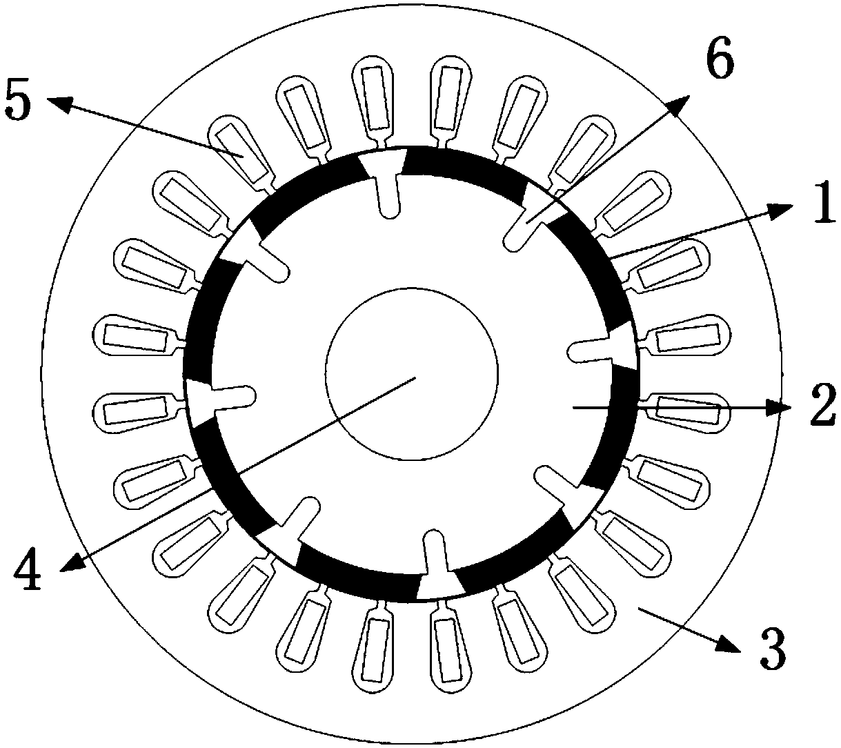 Surface-slotted surface-mounted permanent magnet synchronous motor rotor structure