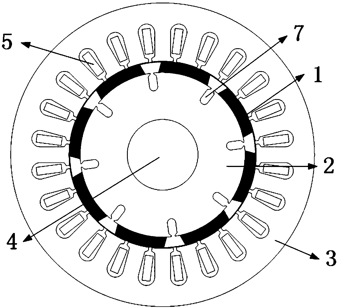 Surface-slotted surface-mounted permanent magnet synchronous motor rotor structure