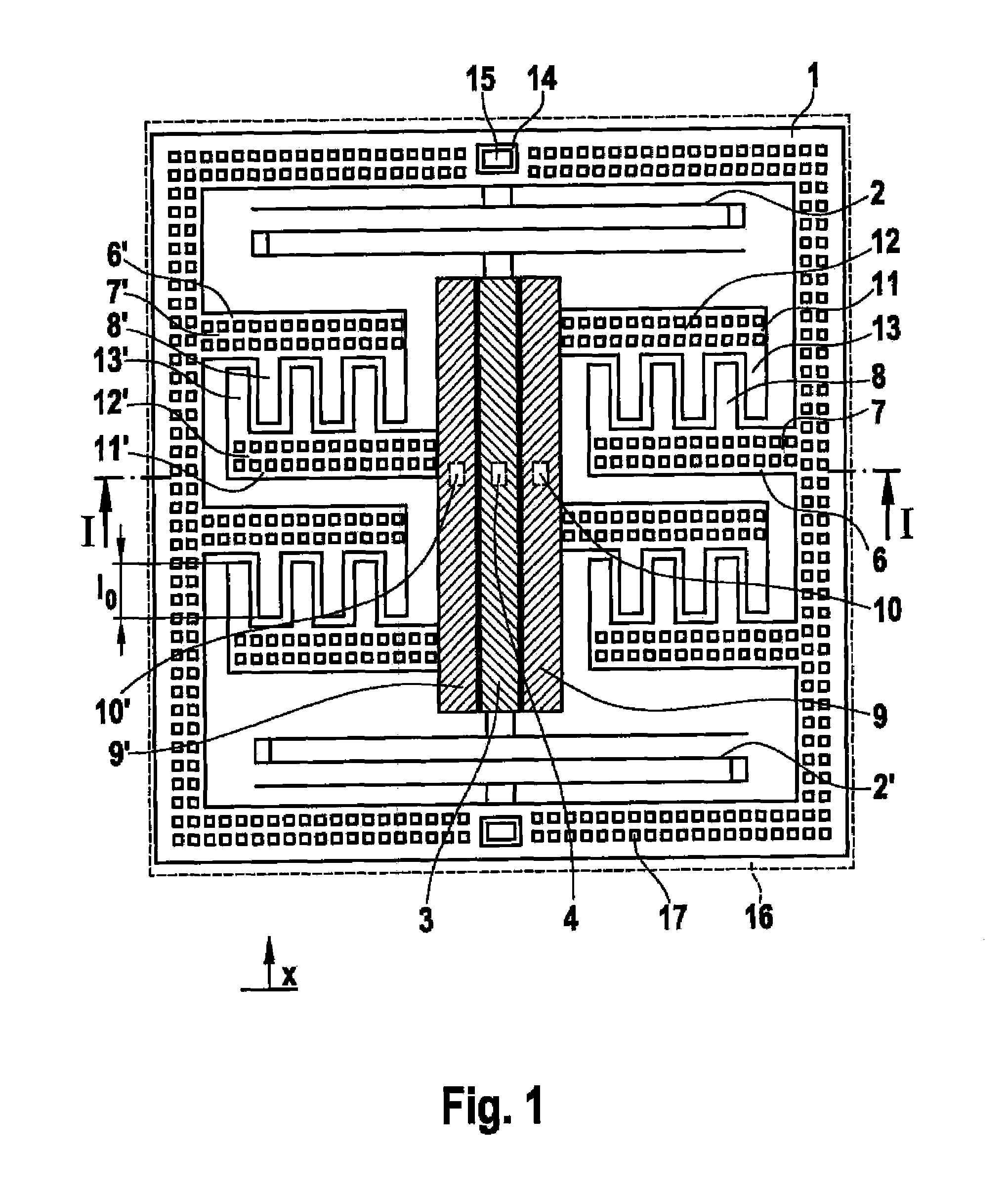 Acceleration sensor with comb-shaped electrodes