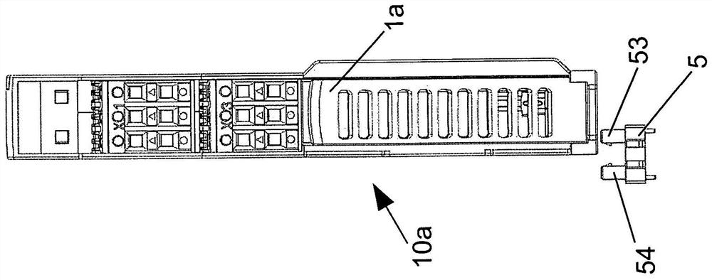 Support rail housing, electronic module and system including a plurality of electronic modules