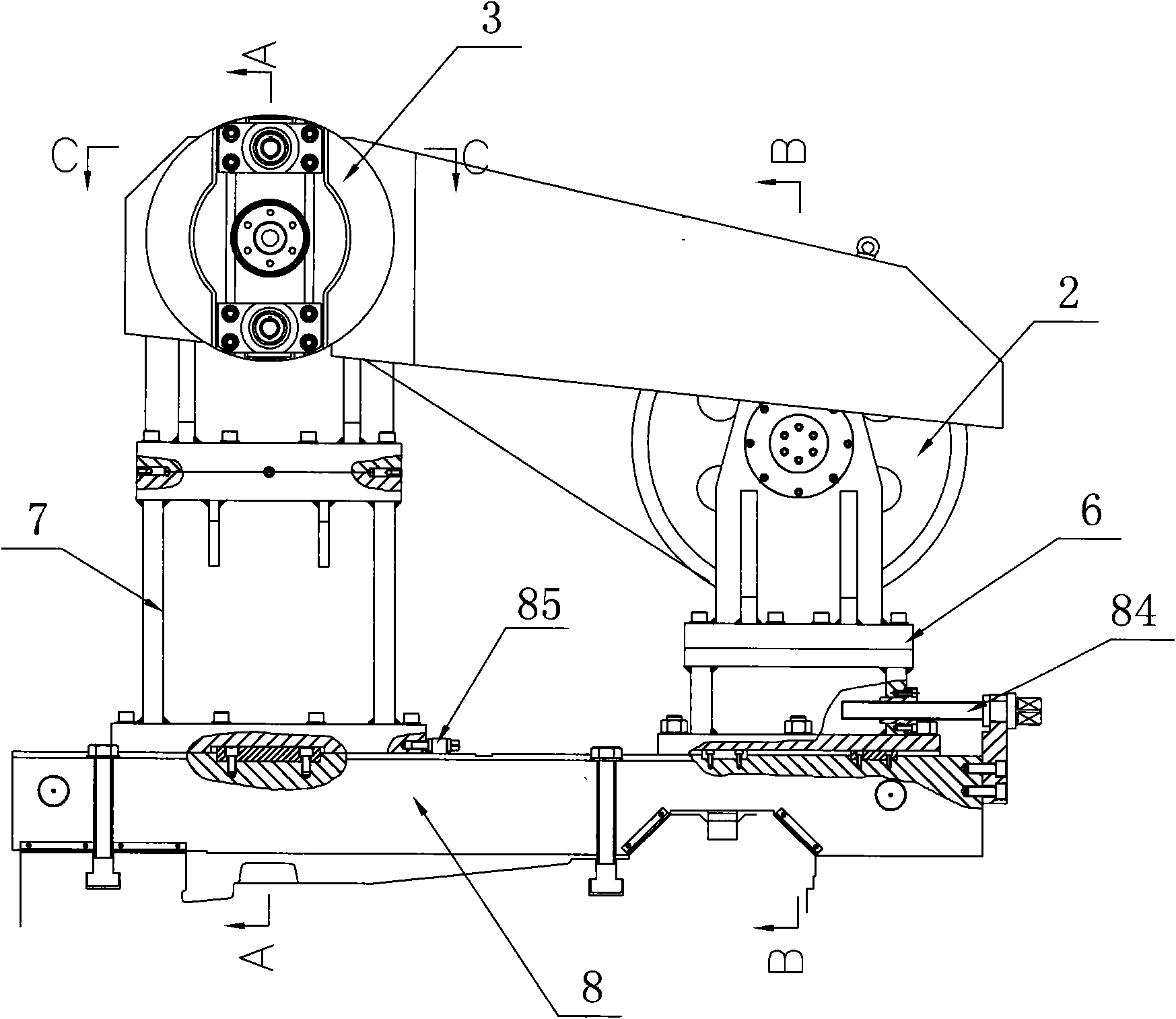 Secondary driving device for heavy numerical control roller grinder