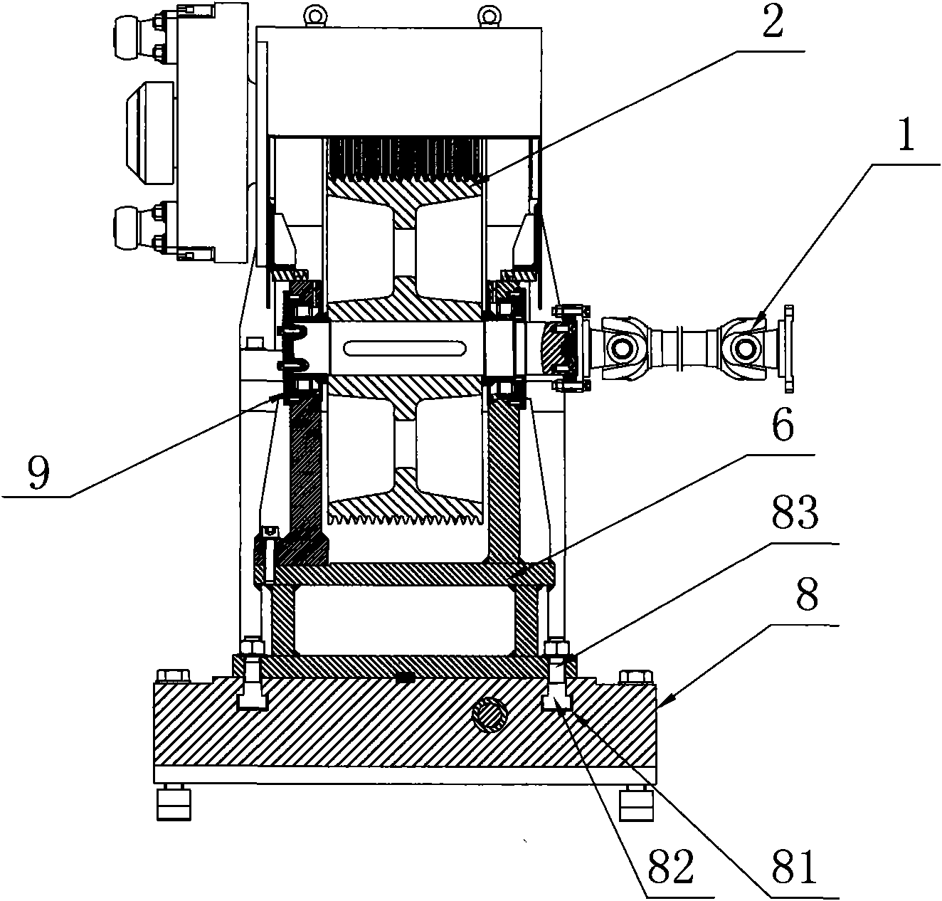 Secondary driving device for heavy numerical control roller grinder