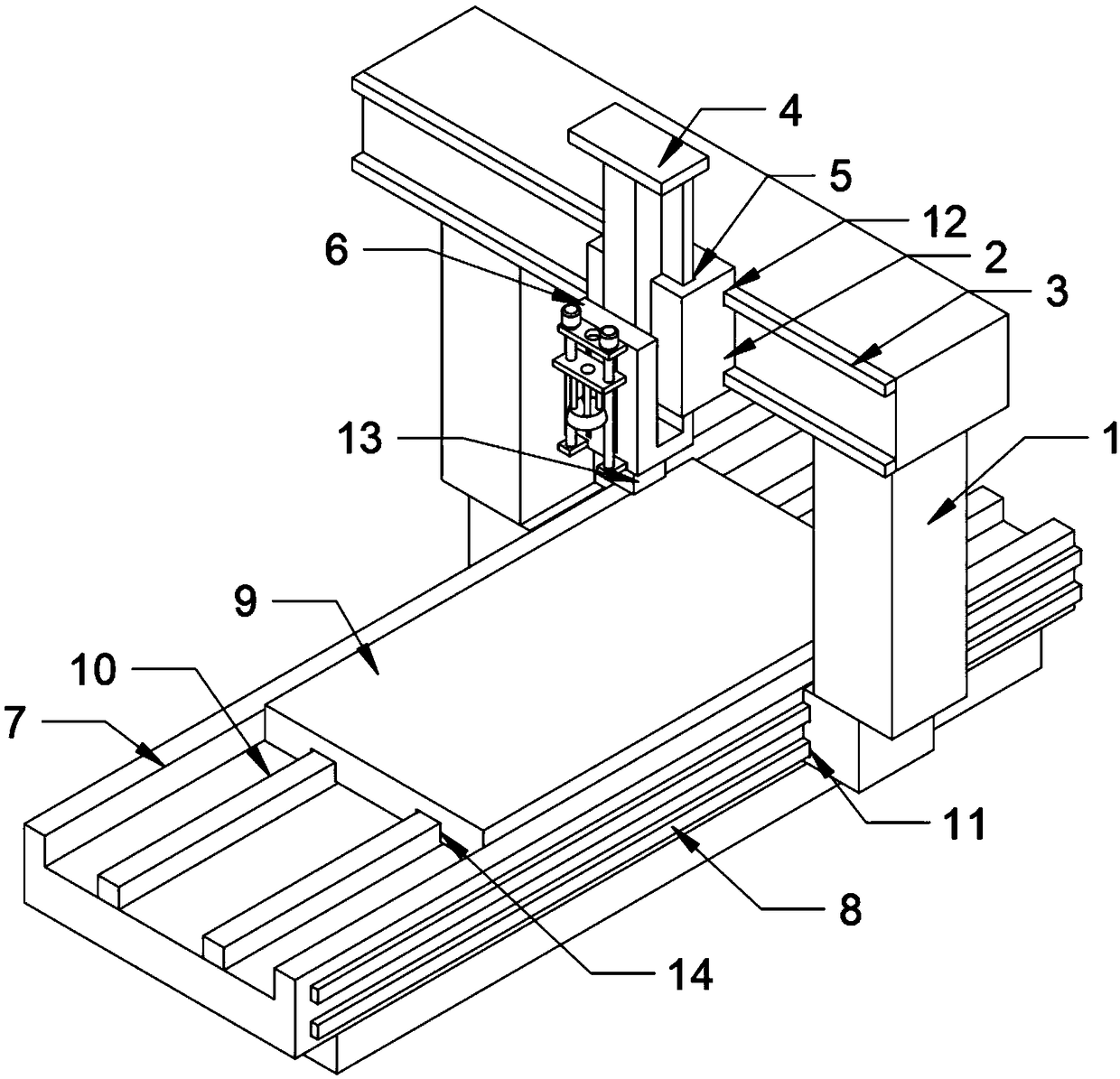 High-efficient scrap-removal pentahedron machining center