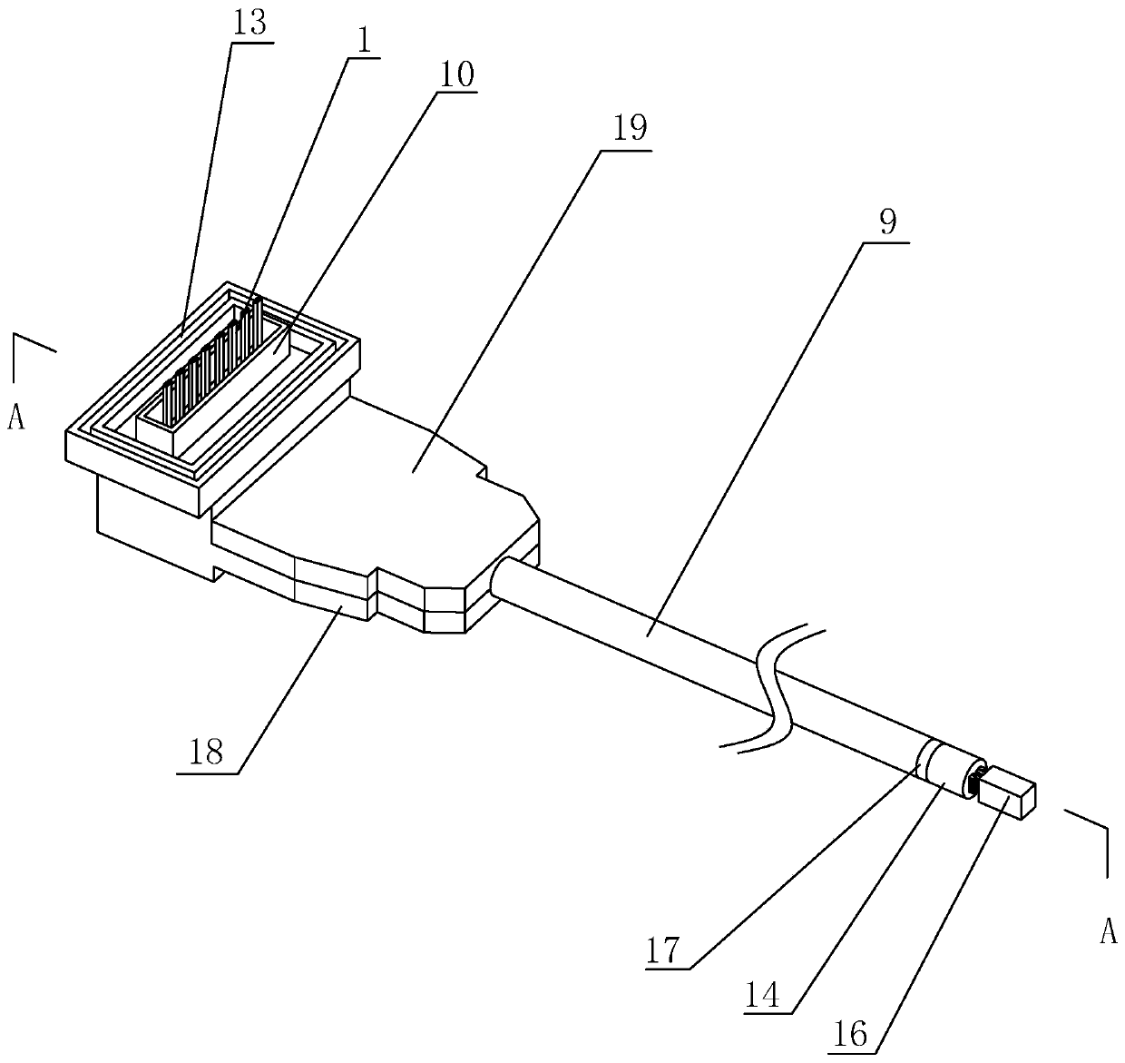 A connection line for a car sensor