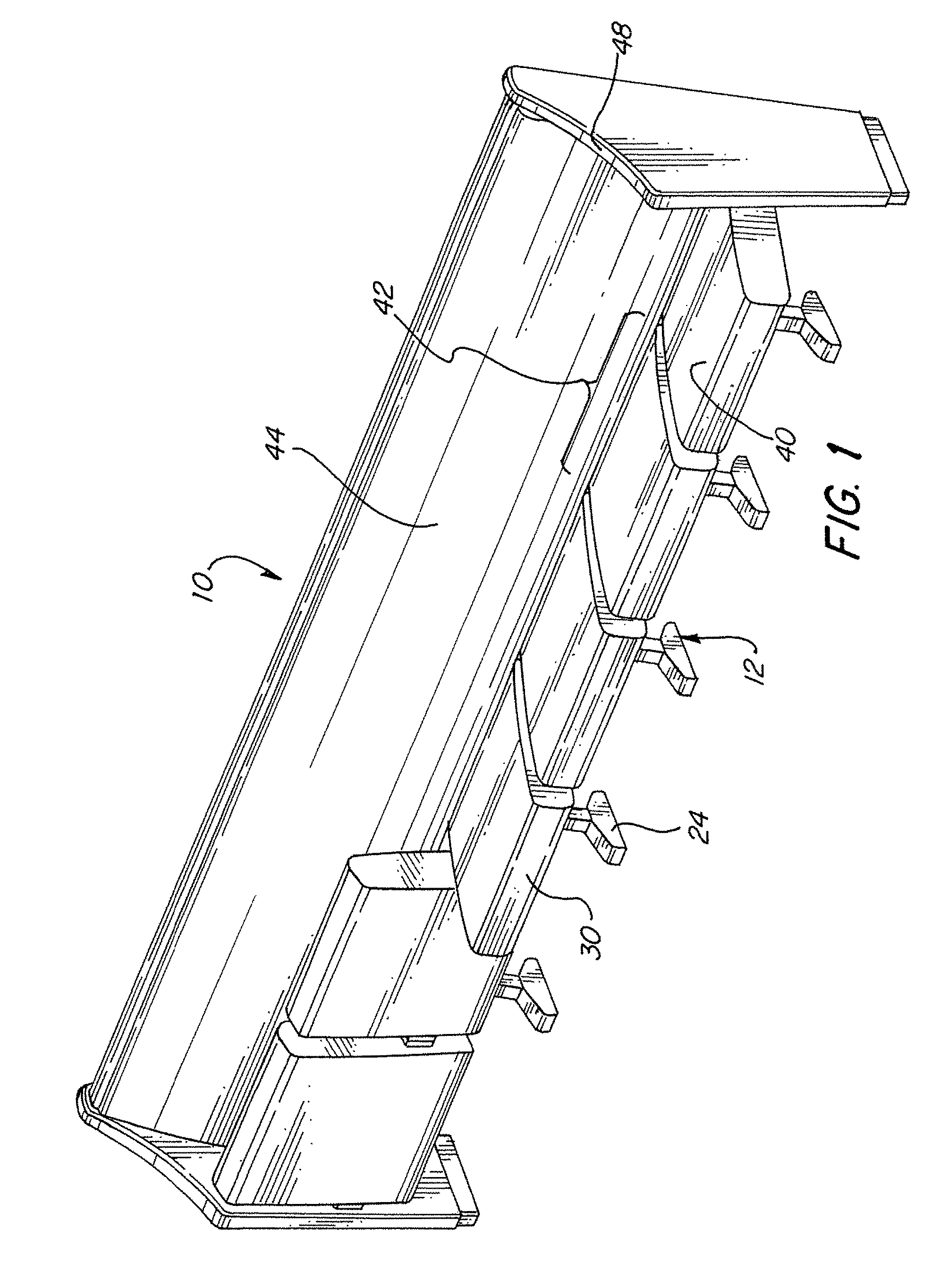 Pew style seating assembly