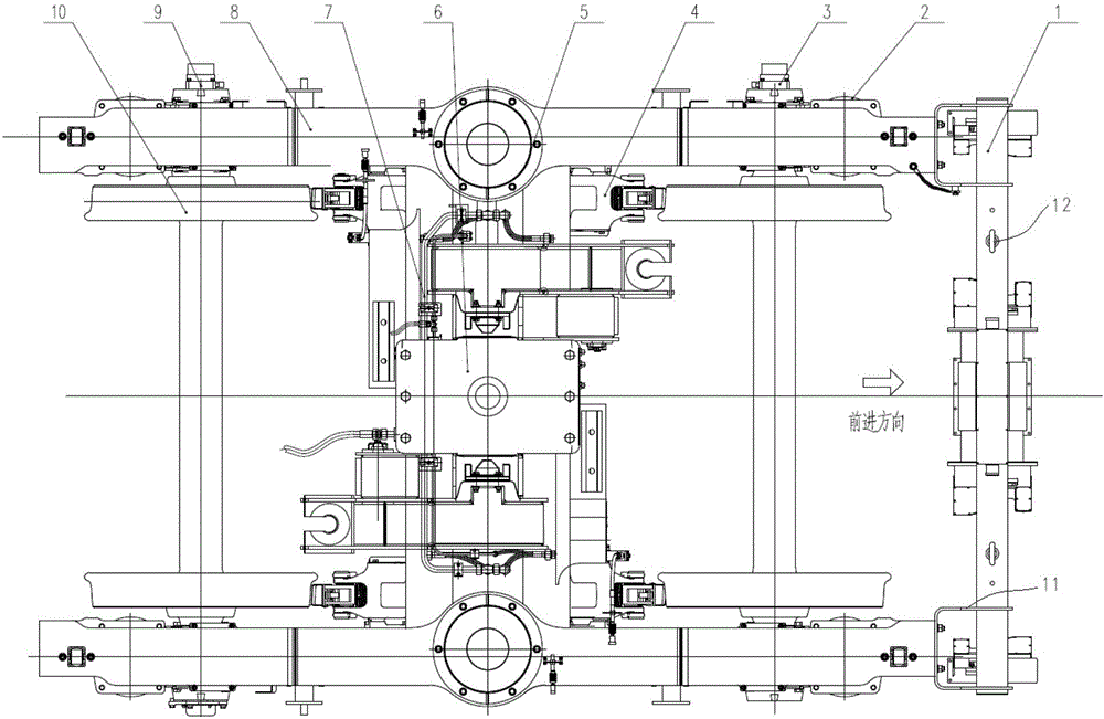 Bogie of net rail detecting vehicle